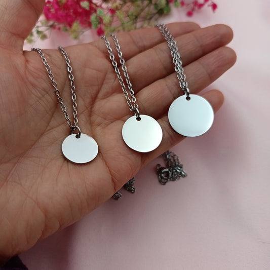 Collar acero con dije circular plateado (Personalizable)