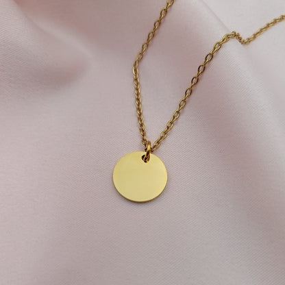 Collar acero con dije circular dorado (Personalizable)
