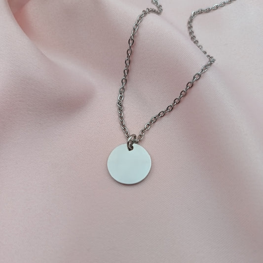Collar acero con dije circular plateado (Personalizable)
