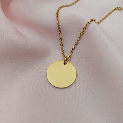 Collar acero con dije circular dorado (Personalizable)