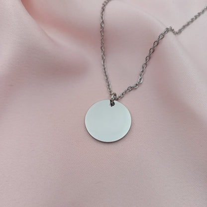 Collar acero con dije circular plateado (Personalizable)