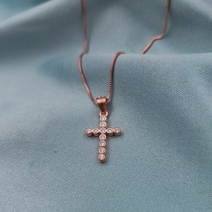 Collar Cruz circones rosé