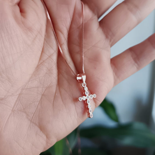 Collar Cruz circones rosé