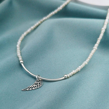 Collar minimalista de perlas arroz con dije a elección