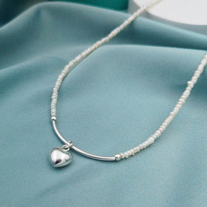 Collar minimalista de perlas arroz con dije a elección