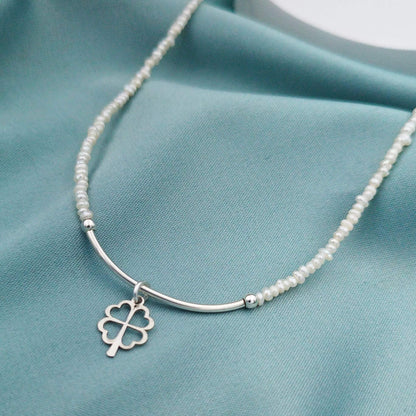Collar minimalista de perlas arroz con dije a elección