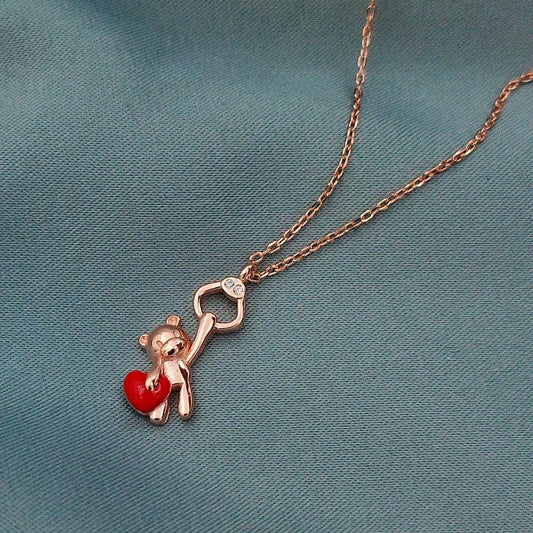 Collar Oso con corazón rosé