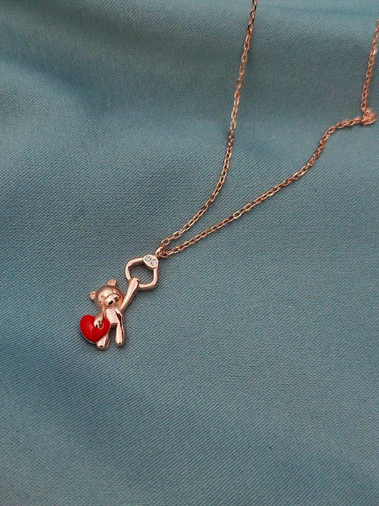Collar Oso con corazón rosé