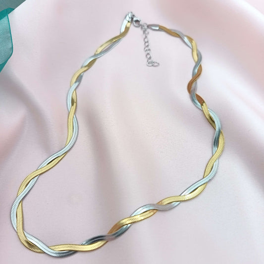 Collar cadena serpiente trenzada 2 hilos