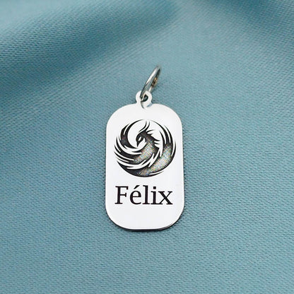 Dije placa rectangular con grabado
