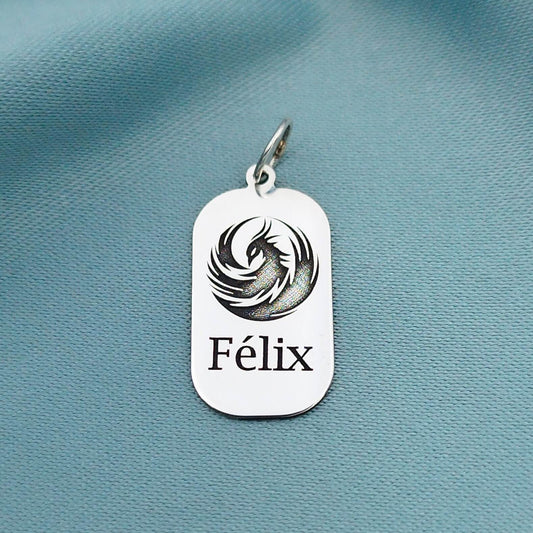 Dije placa rectangular con grabado