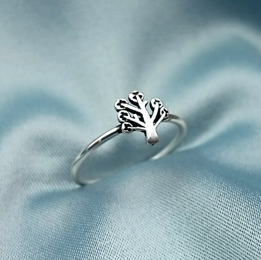 Anillo Arbolito Plata Quemada