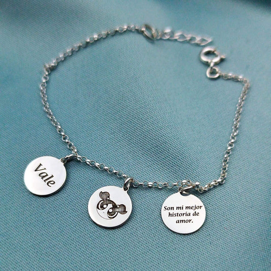 Pulsera 3 Placas con grabados personalizado