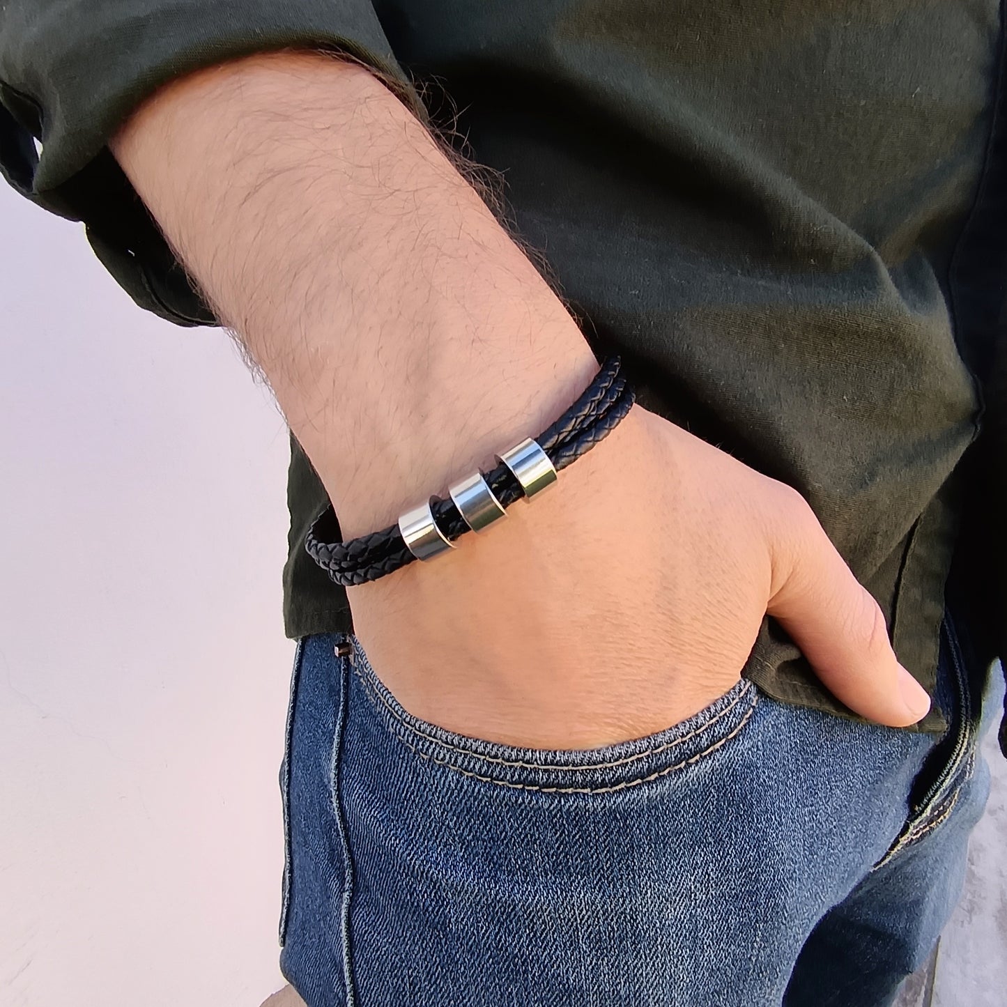 Pulsera cuerda trenzada con donas (Personalizable)