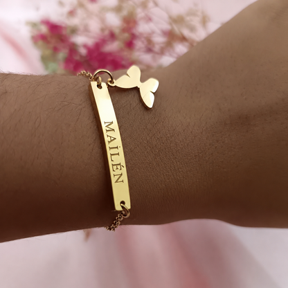 Pulsera Esclava infantil Mariposa (Personalizable)