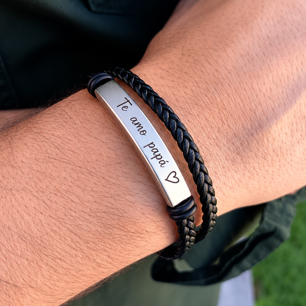 Pulsera cuero trenzado con hebilla (Personalizable)