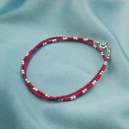 Pulsera doble vuelta chaquiras y plata