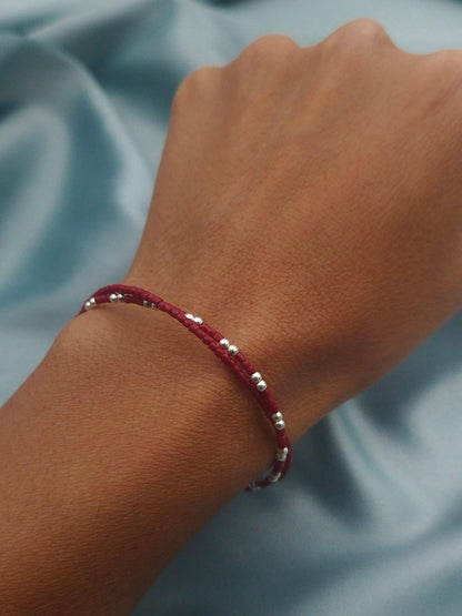 Pulsera doble vuelta chaquiras y plata