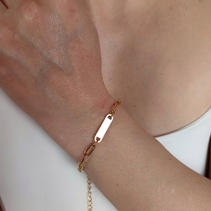 Pulsera eslabones con plaquita (Personalizable)