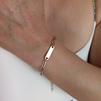 Pulsera eslabones con plaquita (Personalizable)