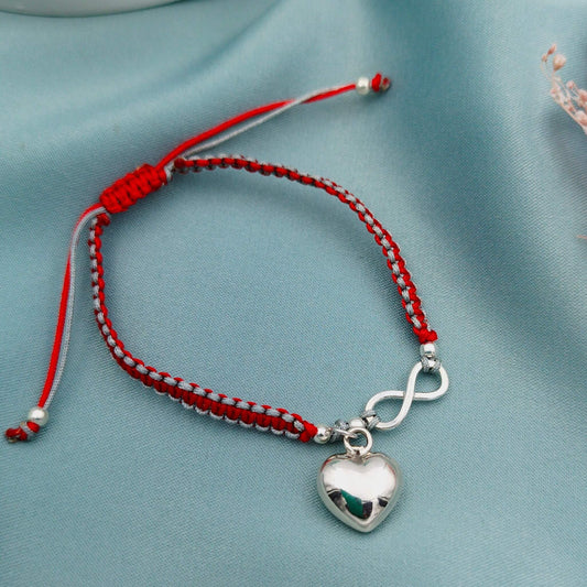 Pulsera macramé infinito y corazón