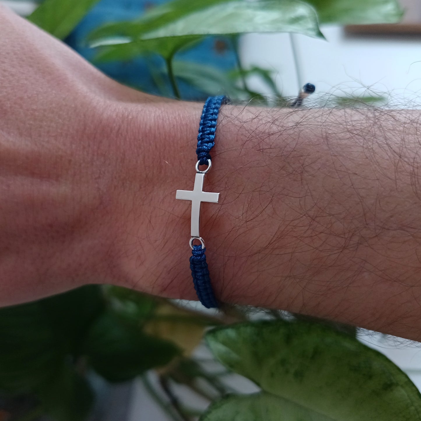 Pulsera macramé cruz gruesa