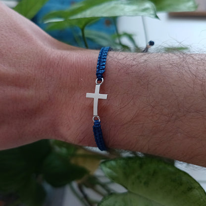 Pulsera macramé cruz gruesa