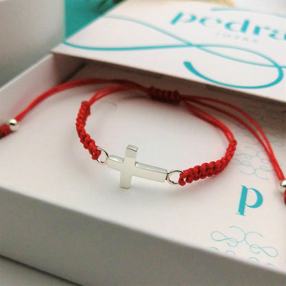 Pulsera macramé cruz gruesa