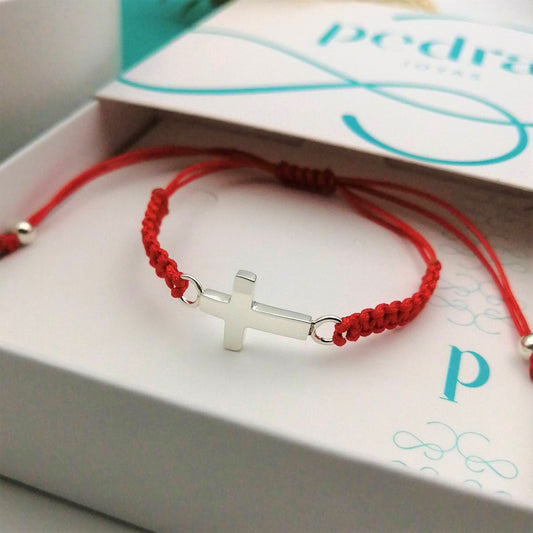 Pulsera macramé Cruz gruesa