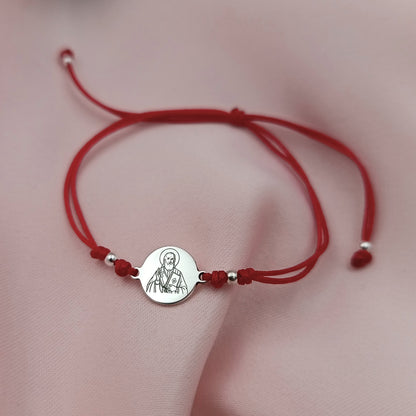 Pulsera Macramé plaquita circular grabada Light