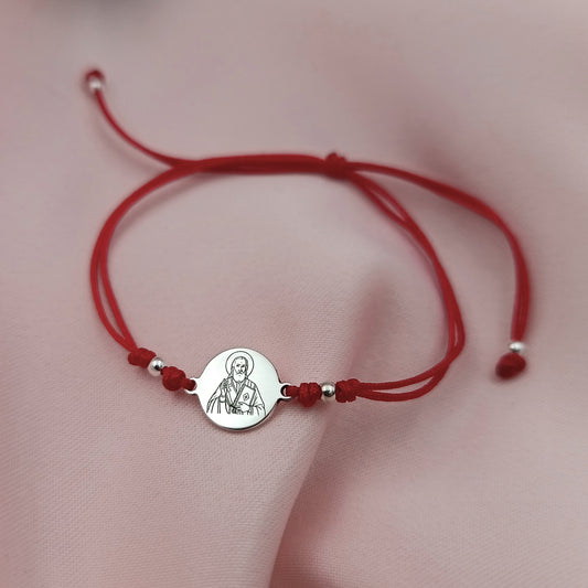 Pulsera Macramé plaquita circular grabada Light
