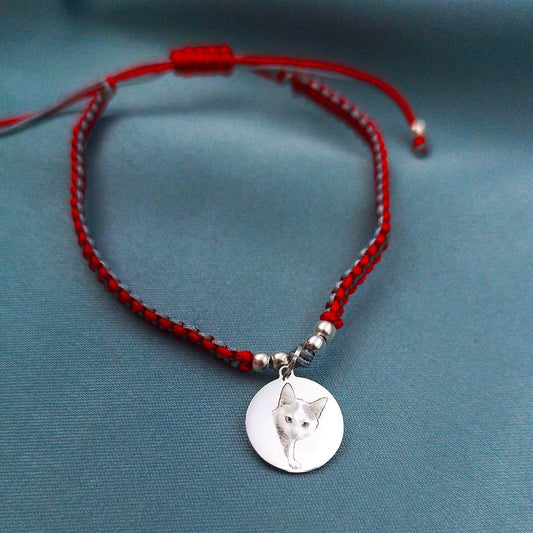 Pulsera macramé dije fotograbado