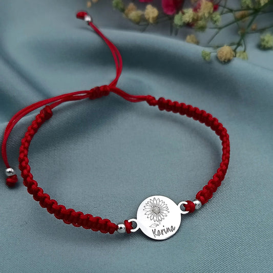 Pulsera Macramé plaquita circular Grabada