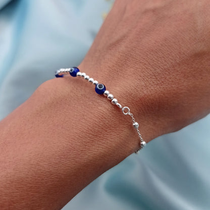 Pulsera combinada Ojo Turco Azul y bolitas