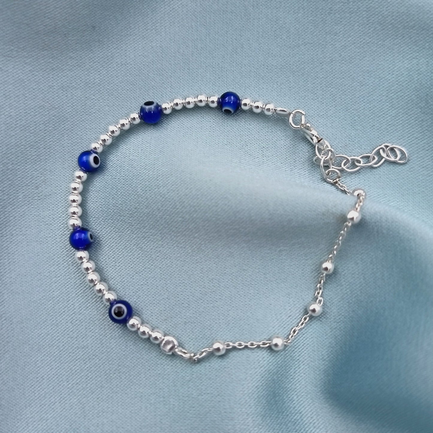 Pulsera combinada Ojo Turco Azul y bolitas