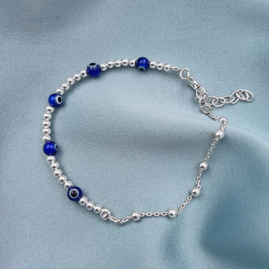 Pulsera combinada Ojo Turco Azul y bolitas