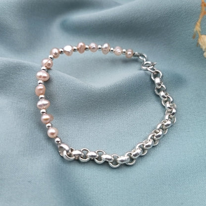 Pulsera Perlas champagne y cadena