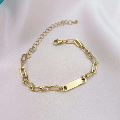 Pulsera eslabones con plaquita (Personalizable)