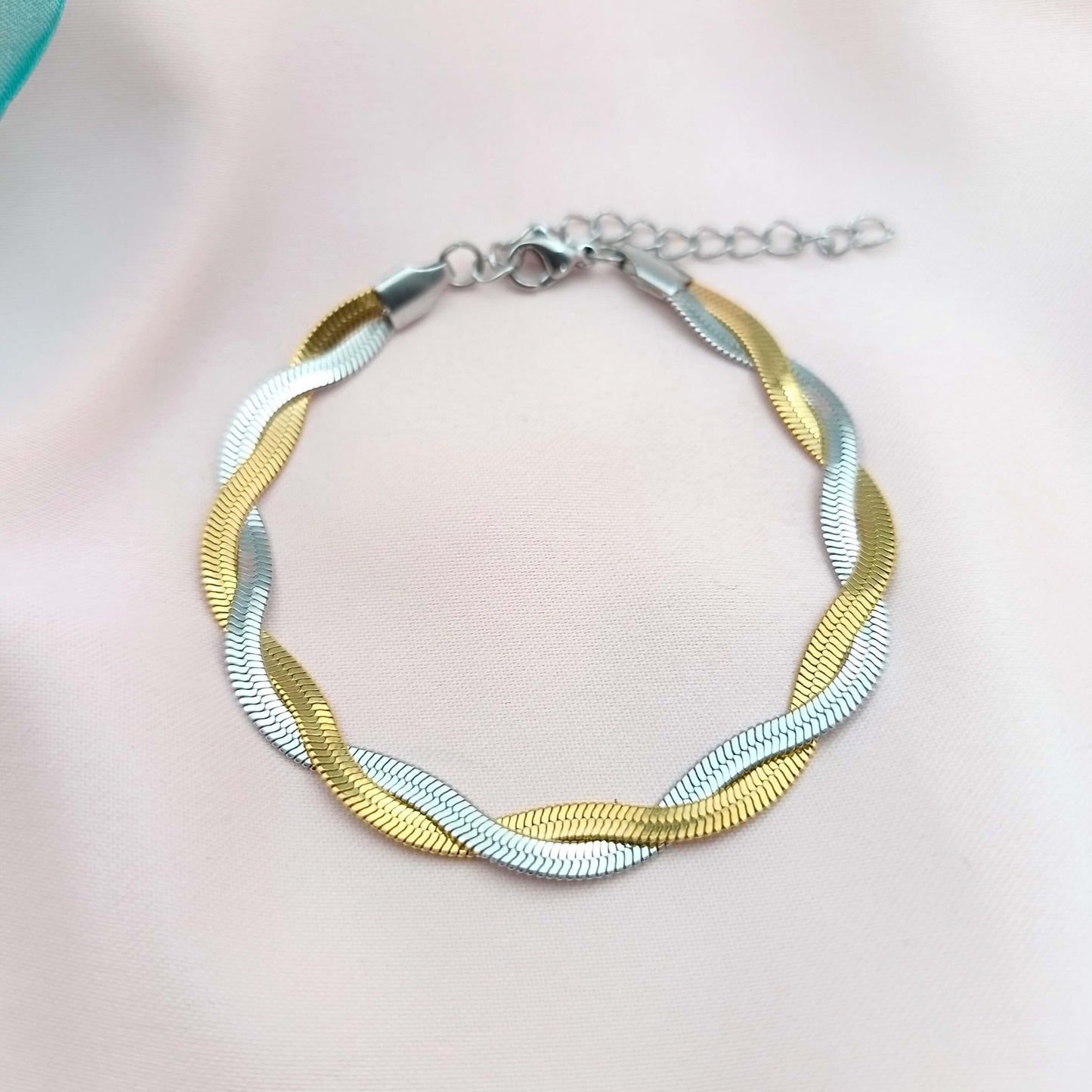 Pulsera cadena serpiente trenzada 2 hilos