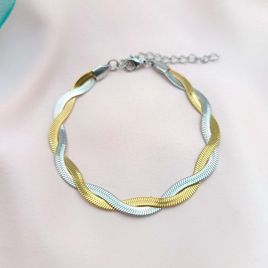 Pulsera cadena serpiente trenzada 2 hilos