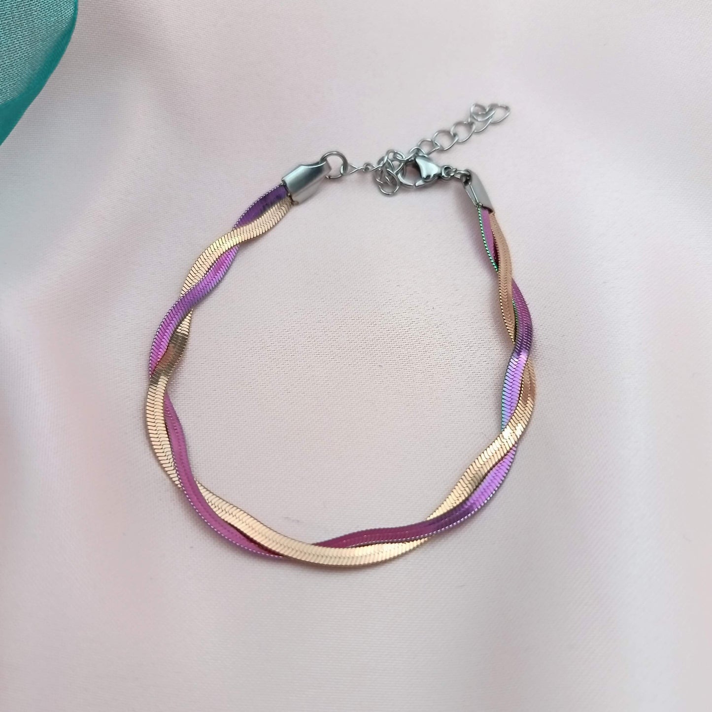 Pulsera cadena serpiente trenzada 2 hilos multicolor