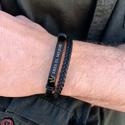Pulsera cuero trenzado con hebilla (Personalizable)