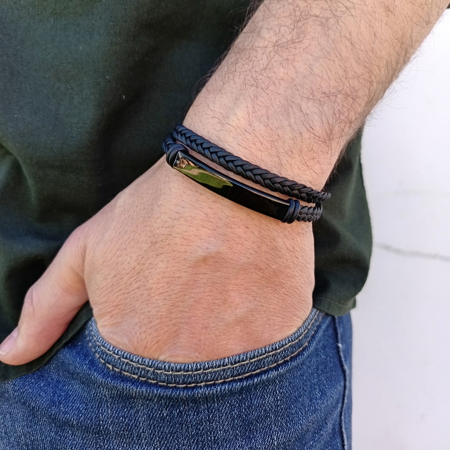 Pulsera cuero trenzado con hebilla (Personalizable)