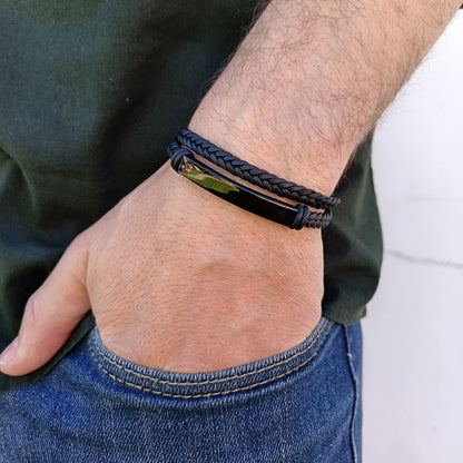 Pulsera cuero trenzado con hebilla (Personalizable)