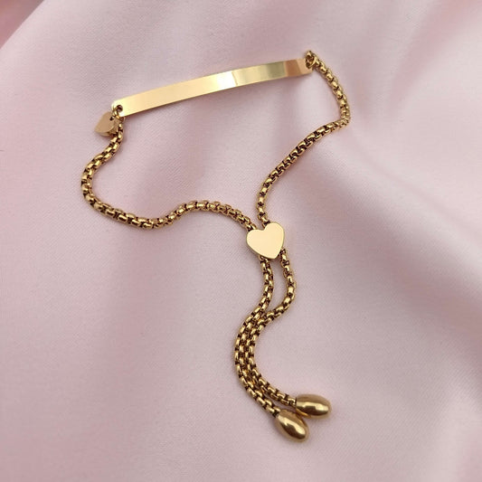 Pulsera Esclava regulable broche corazón (Personalizable)