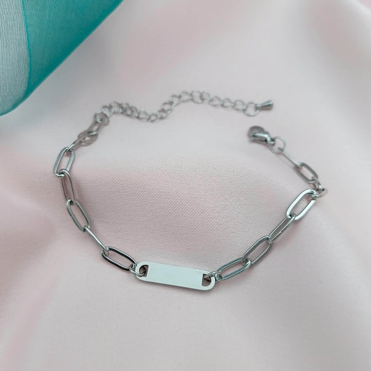 Pulsera eslabones con plaquita (Personalizable)