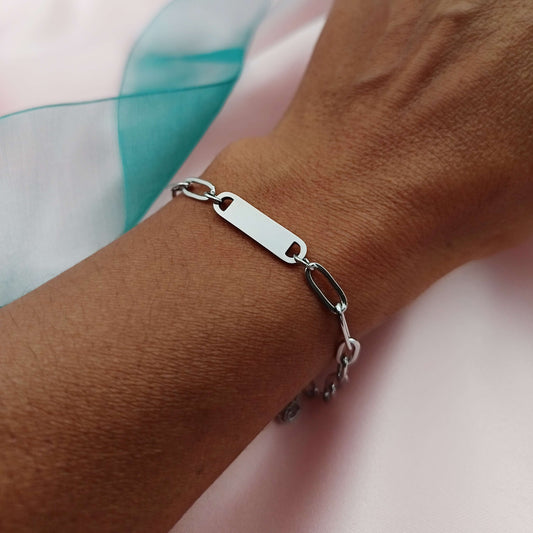 Pulsera eslabones con plaquita (Personalizable)