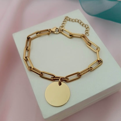 Pulsera PaperClip con dije (Personalizable)