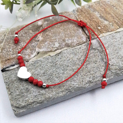 Pulsera de hilo chaquiras y Corazón 3D