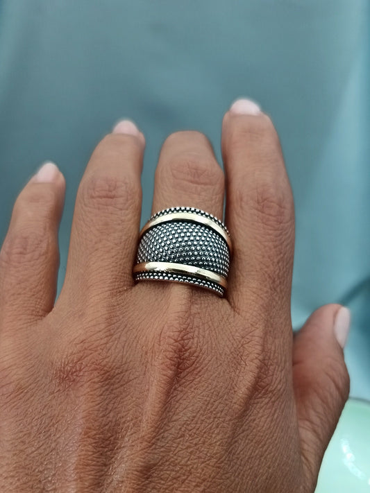 Anillo Bombé Plata y Oro